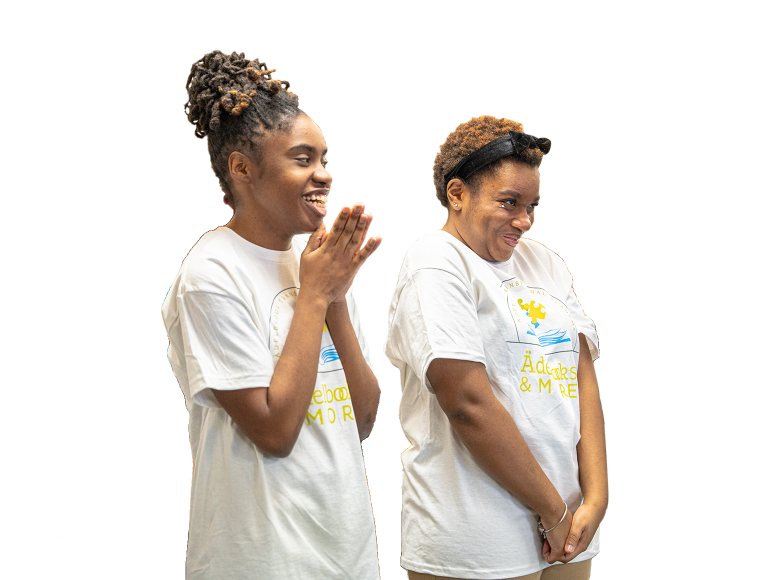 Two women smiling